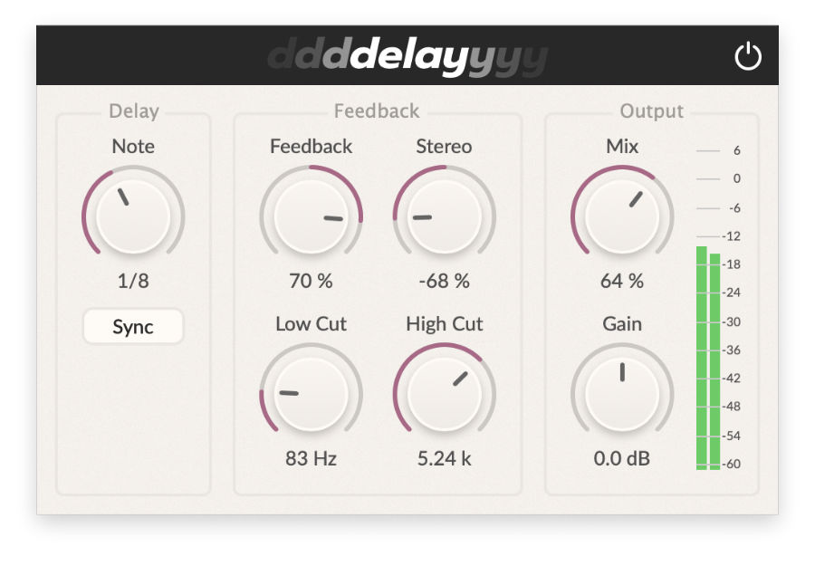 Screenshot of the Delay plug-in